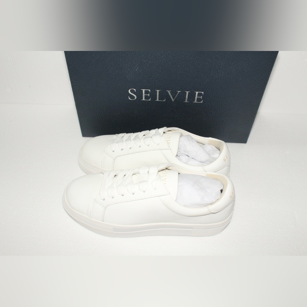 SELVIE White Vegan Leather Sneakers - Unisex Boutique | New in Box - Picture 4 of 8